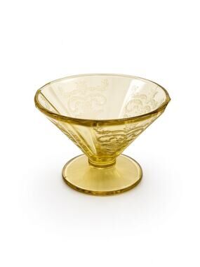 Vintage Federal Glass Madrid Amber Compote, Octagonal Sunburst Pedestal Dish